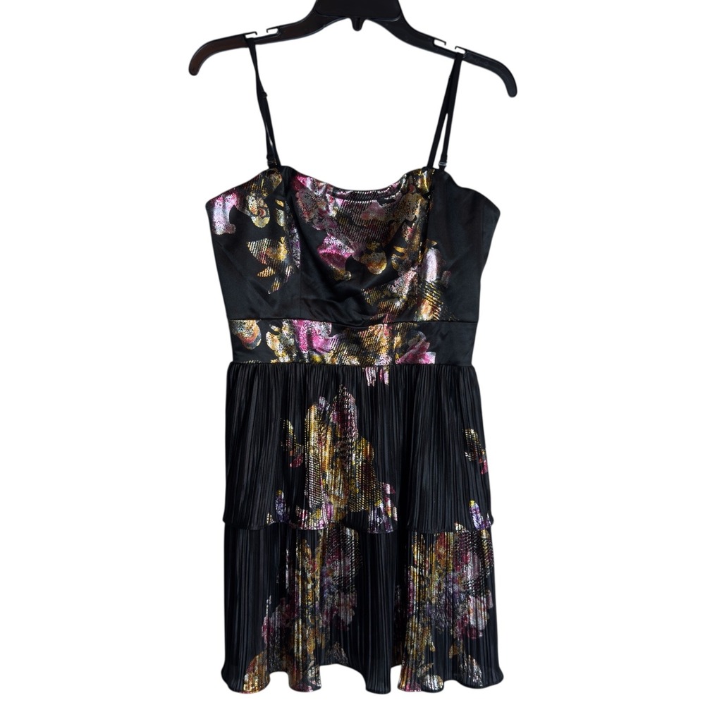 Dress The Population Womens Medium Metallic 2 Tier Cocktail Dress NWT